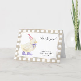 Tarjeta De Agradecimiento Gracias por la ducha de bebé del patito adorable