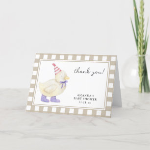 Tarjeta De Agradecimiento Gracias por la ducha de bebé del patito adorable