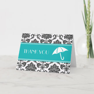 Tarjeta De Agradecimiento Gracias por la ducha de novia negra y Verde azulad