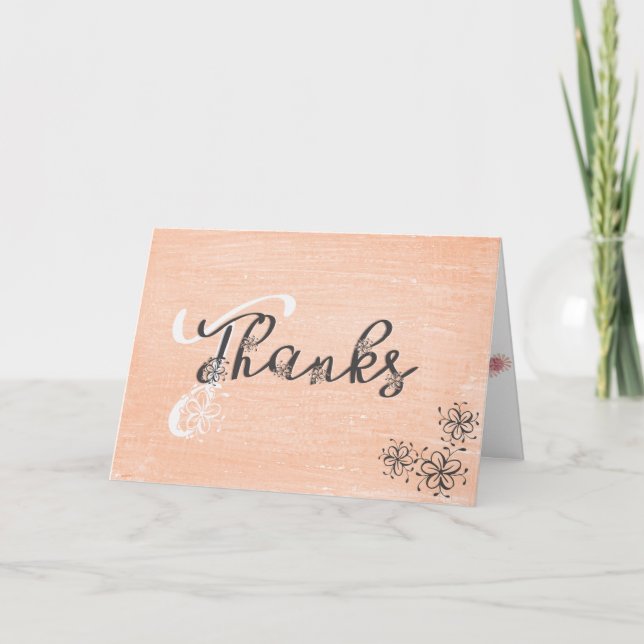 Tarjeta De Agradecimiento gracias por la escritura floral sofisticada (Anverso)