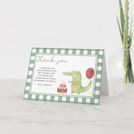 Tarjeta De Agradecimiento Gracias por la fiesta de cumpleaños de cocodrilo