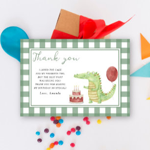Tarjeta De Agradecimiento Gracias por la fiesta de cumpleaños de cocodrilo