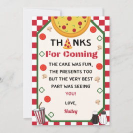 Tarjeta De Agradecimiento Gracias por la fiesta de cumpleaños de pizza