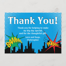Tarjeta De Agradecimiento Gracias por la fiesta de cumpleaños de Superheroín