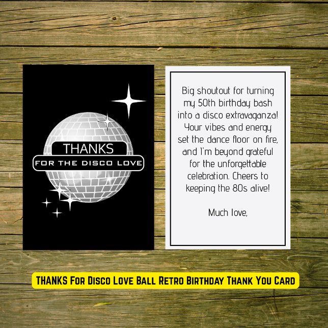 Tarjeta De Agradecimiento GRACIAS Por la Fiesta de Cumpleaños Retro de Disco (THANKS For Disco Love Ball Retro Birthday Thank You Card
)