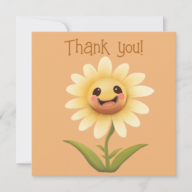 Tarjeta De Agradecimiento Gracias por la flor feliz (Anverso)