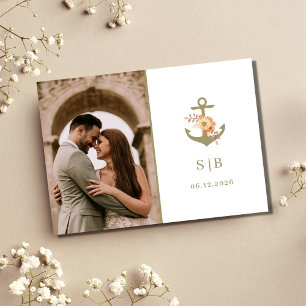 Tarjeta De Agradecimiento Gracias por la foto de la boda con monograma boho