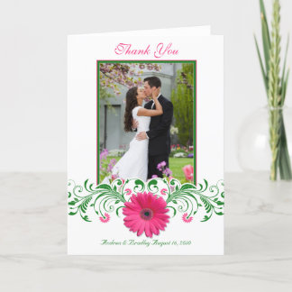 Tarjeta De Agradecimiento Gracias por la Foto Floral Verde de Gerbera Daisy