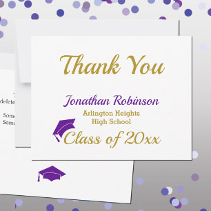 Tarjeta De Agradecimiento Gracias por la Graduación con Gorra Morada