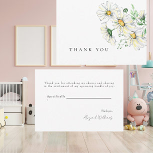 Tarjeta De Agradecimiento Gracias por la lluvia de bebés de margaritas blanc