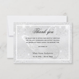 Tarjeta De Agradecimiento Gracias por la mariposa de plata de simpatía
