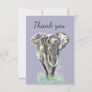 Tarjeta De Agradecimiento Gracias por la naturaleza del elefante acuarela