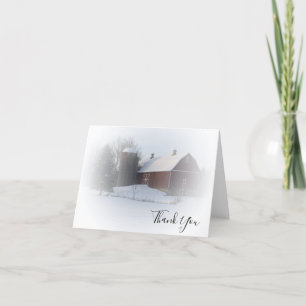 Tarjeta De Agradecimiento Gracias por la nieve cubierta Barn Silo Winter Cou