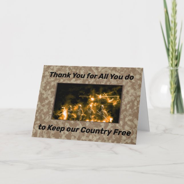 Tarjeta De Agradecimiento Gracias por la persona de servicio militar (Anverso)