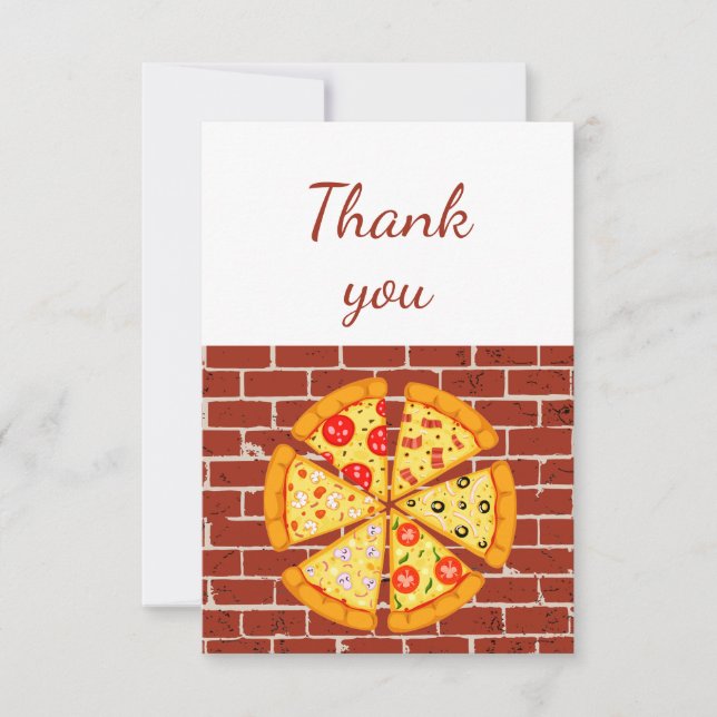 Tarjeta De Agradecimiento Gracias por la pizza, diversión nocturna de Pizza (Anverso)
