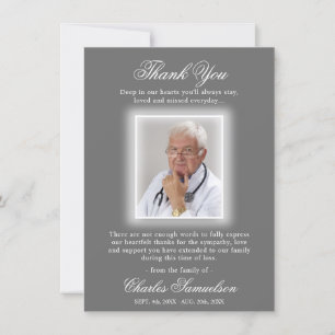 Tarjeta De Agradecimiento Gracias por la simpatía del funeral GRAY   FOTO