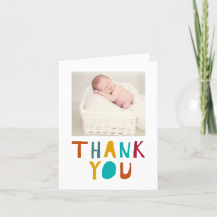 Tarjeta De Agradecimiento Gracias por la tipografía de Baby Shower Cute reci