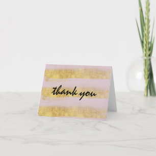 Tarjeta De Agradecimiento Gracias por las franjas doradas y rosadas