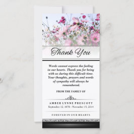 Tarjeta De Agradecimiento Gracias Por Las Palabras De Campo De Flor Rosa No