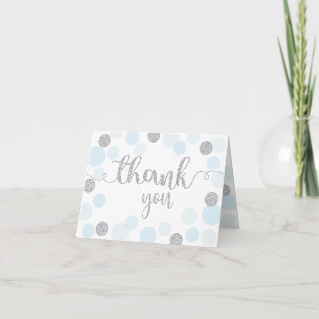 Tarjeta De Agradecimiento Gracias por las rociadas de plata Scatter Blue Dot (Anverso)