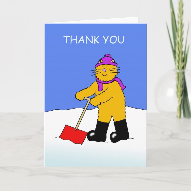 Tarjeta De Agradecimiento Gracias por limpiar el gato Personalizado de nieve (Anverso)