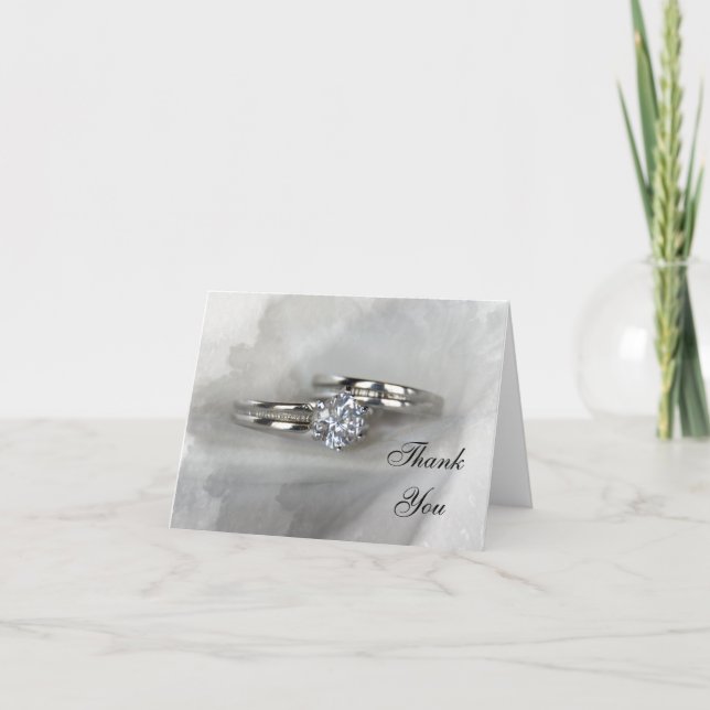 Tarjeta De Agradecimiento Gracias por los anillos de boda en gris (Anverso)