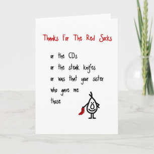 Tarjeta De Agradecimiento Gracias por los calcetines rojos - un poema peculi