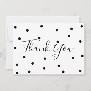 Tarjeta De Agradecimiento Gracias por los puntos de polka en blanco y negro