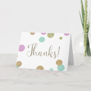 Tarjeta De Agradecimiento Gracias por los puntos Purpurinas de Mint Pink Fau