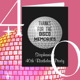 Tarjeta De Agradecimiento Gracias Por Los Recuerdos De Disco Cumpleaños 40 A