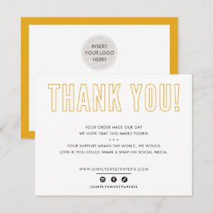 Tarjeta De Agradecimiento GRACIAS POR NEGOCIOS amarillo ámbar masculino urba