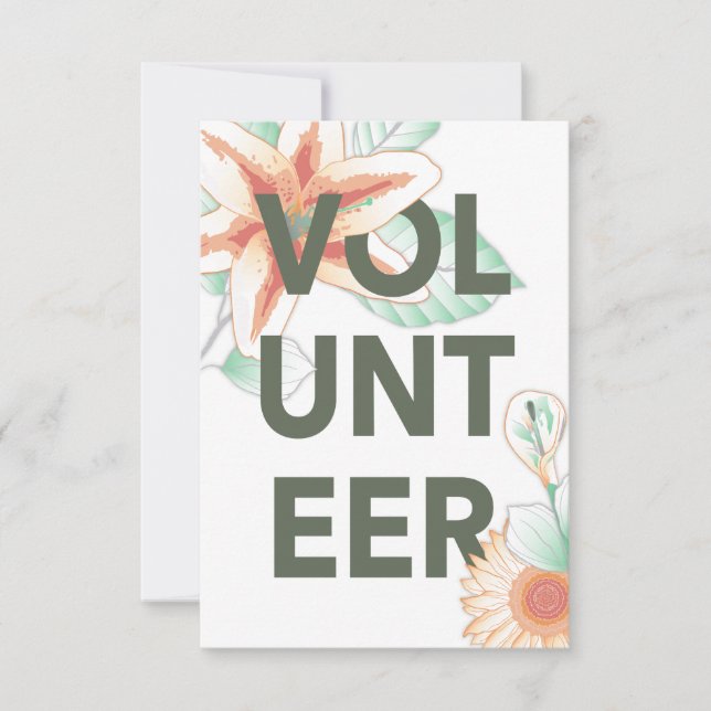 Tarjeta De Agradecimiento gracias por ofrecer flores como voluntario (Anverso)