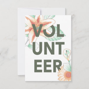 Tarjeta De Agradecimiento gracias por ofrecer flores como voluntario