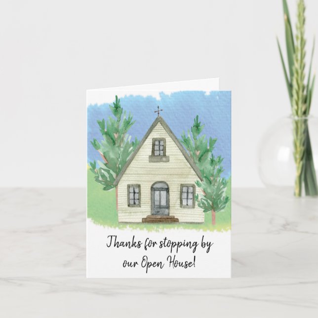 Tarjeta De Agradecimiento Gracias por parar en nuestra casa abierta (Anverso)