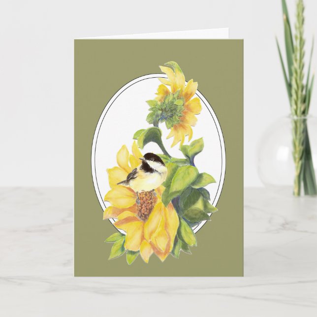 Tarjeta De Agradecimiento Gracias por saludar al pollo y al girasol (Anverso)