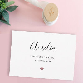 Tarjeta De Agradecimiento gracias por ser mi boda de dama de honor purpurina