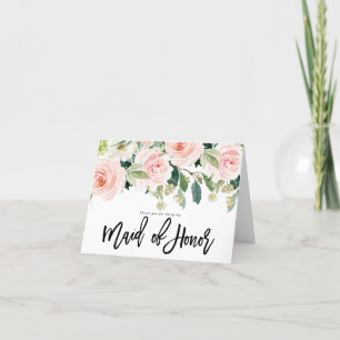Tarjeta De Agradecimiento gracias por ser mi criada de honor floral