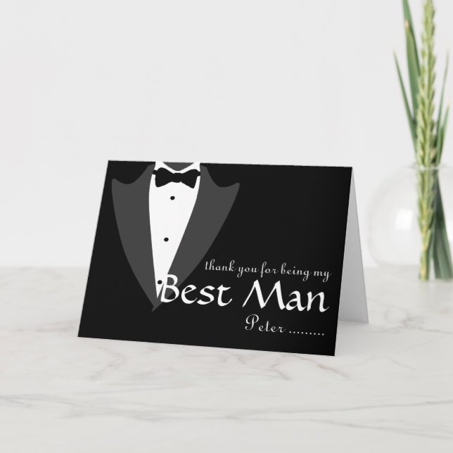 Tarjeta De Agradecimiento Gracias por ser mi mejor hombre Tuxedo (Anverso)