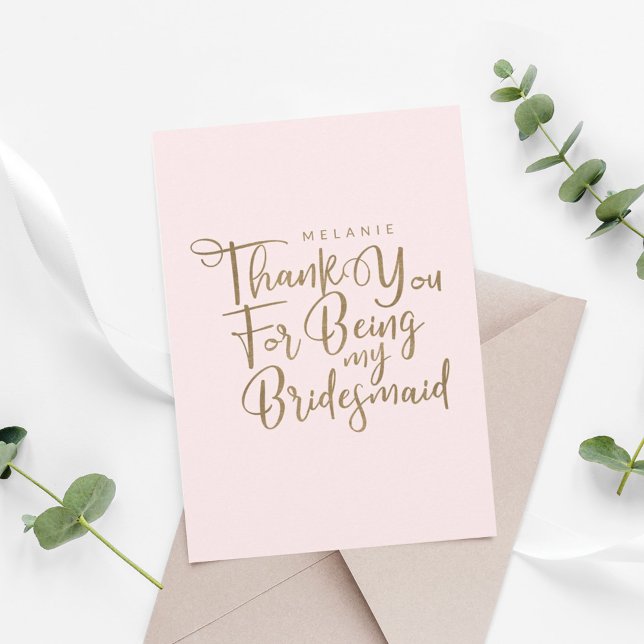 Tarjeta De Agradecimiento Gracias Por Ser Mi Novia Typography Pink (Subido por el creador)
