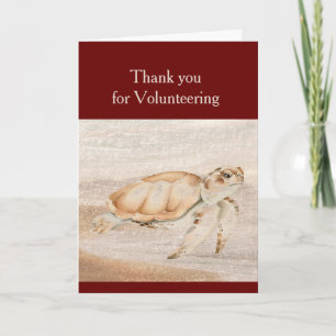 Tarjeta De Agradecimiento Gracias por ser voluntario Tortuga Animal Divertid