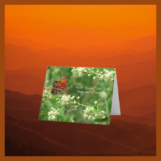 Tarjeta De Agradecimiento Gracias por simpatía, mariposa Naranja (Subido por el creador)
