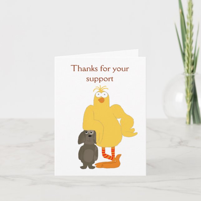 Tarjeta De Agradecimiento Gracias por su apoyo a pájaro personalizado y perr (Anverso)
