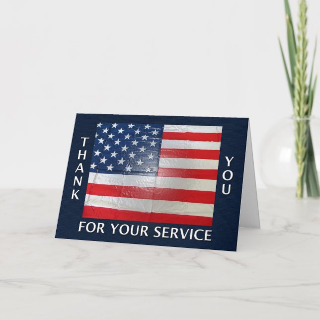 Tarjeta De Agradecimiento Gracias por su bandera americana del servicio (Anverso)