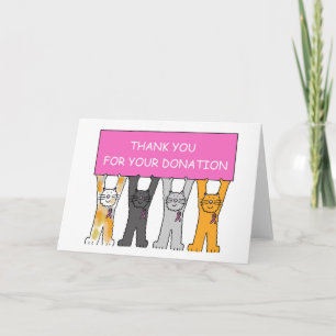 Tarjeta De Agradecimiento Gracias por su donación, gatos de cinta rosada.