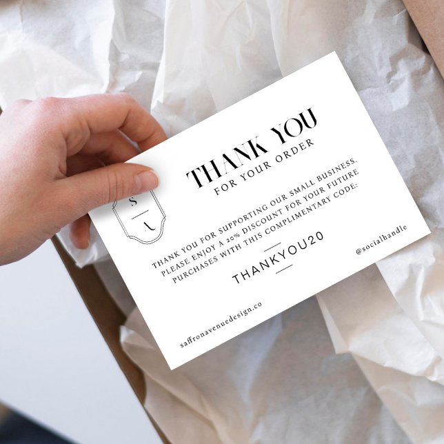 Tarjeta De Agradecimiento Gracias por su Monograma de Personalizado mínimo d (Subido por el creador)