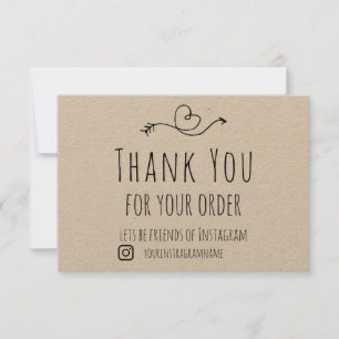 Tarjeta De Agradecimiento Gracias por su pedido en Kraft Paper