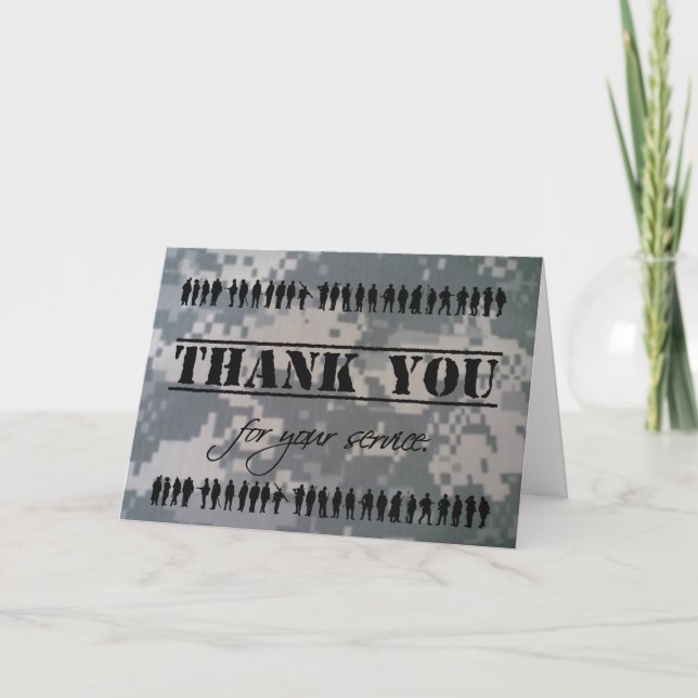 Tarjeta De Agradecimiento Gracias Por Su Servicio Militar Veterano Héroe (Anverso)