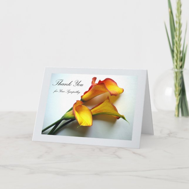 Tarjeta De Agradecimiento Gracias por su simpatía, Calla Lilies (Anverso)