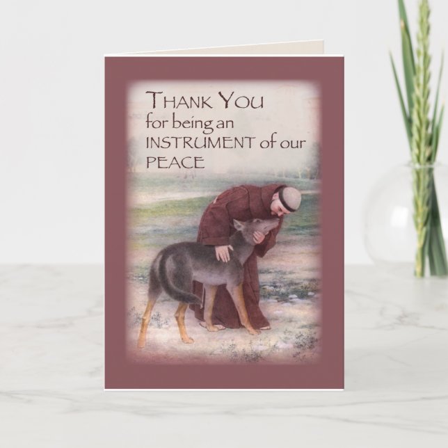 Tarjeta De Agradecimiento Gracias por su simpatía, San Francisco con Lobo (Anverso)
