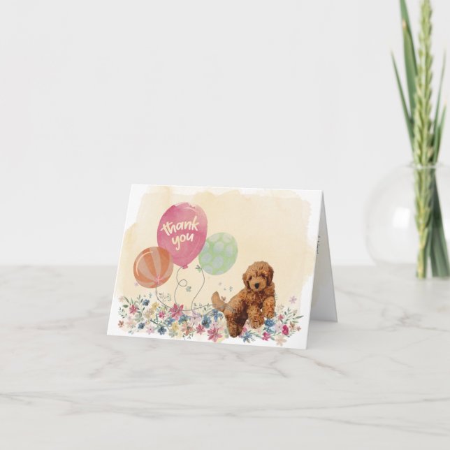 Tarjeta De Agradecimiento Gracias por ti y tu goldendoodle puppy (Anverso)